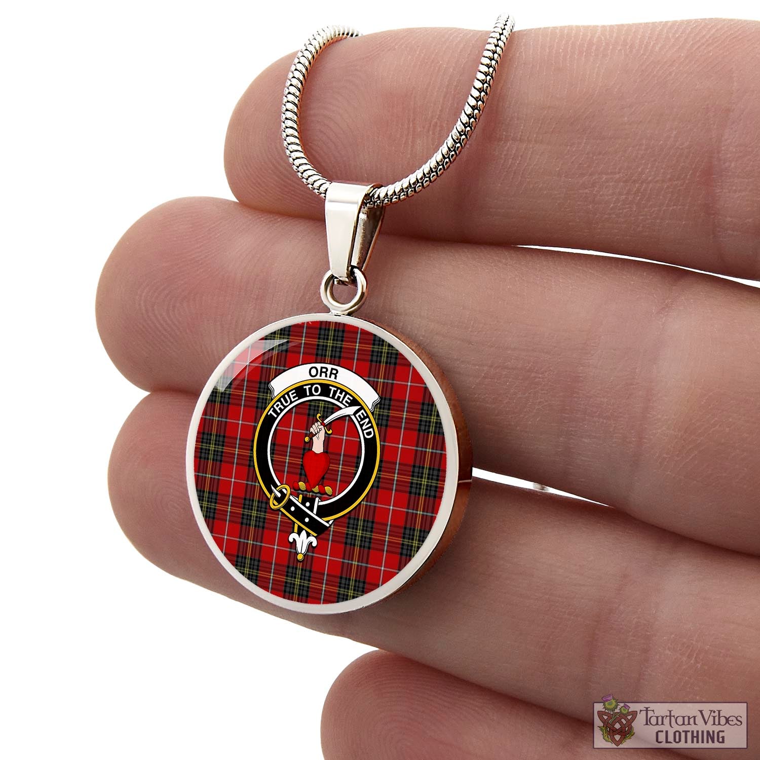 Tartan Vibes Clothing Orr Tartan Circle Necklace with Family Crest