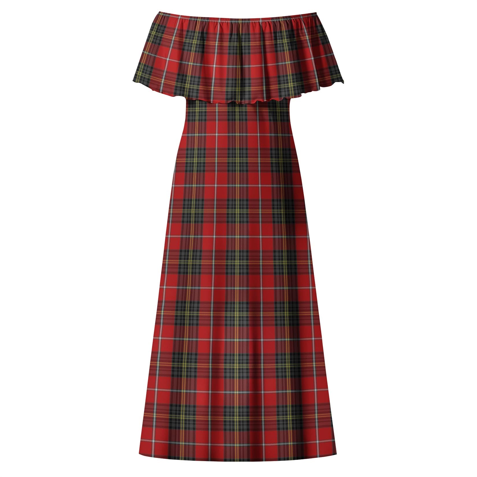 Orr Tartan Off Shoulder Long Dress - Tartanvibesclothing