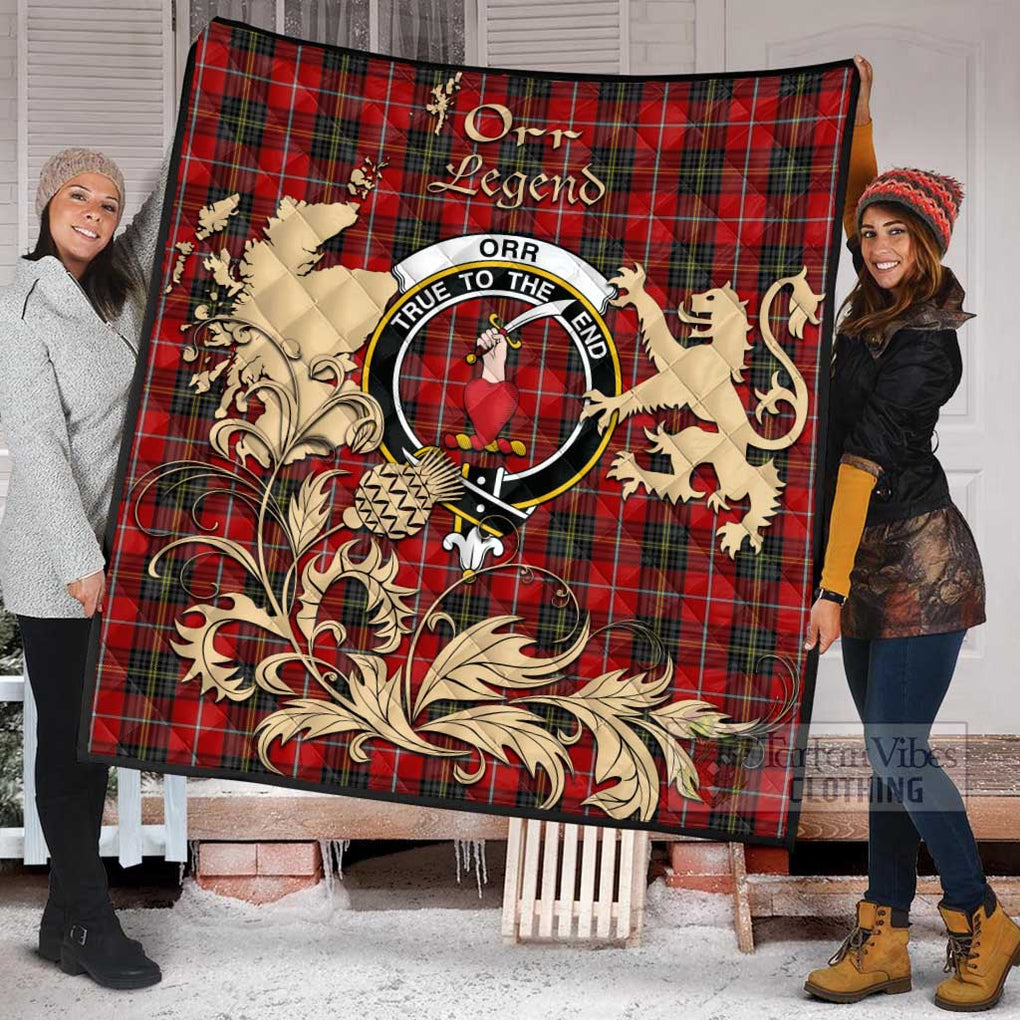 Tartan Vibes Clothing Orr Tartan Quilt with Family Crest and Scottish Symbol Style