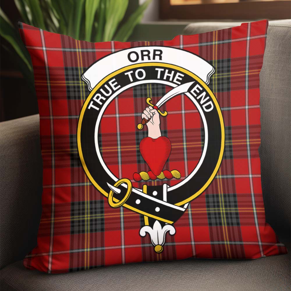 Orr Tartan Pillow Cover with Family Crest - Tartanvibesclothing