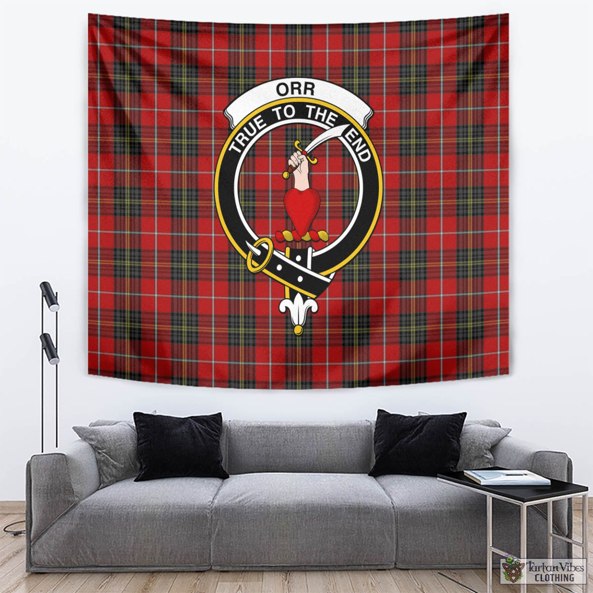 Tartan Vibes Clothing Orr Tartan Tapestry Wall Hanging and Home Decor for Room with Family Crest