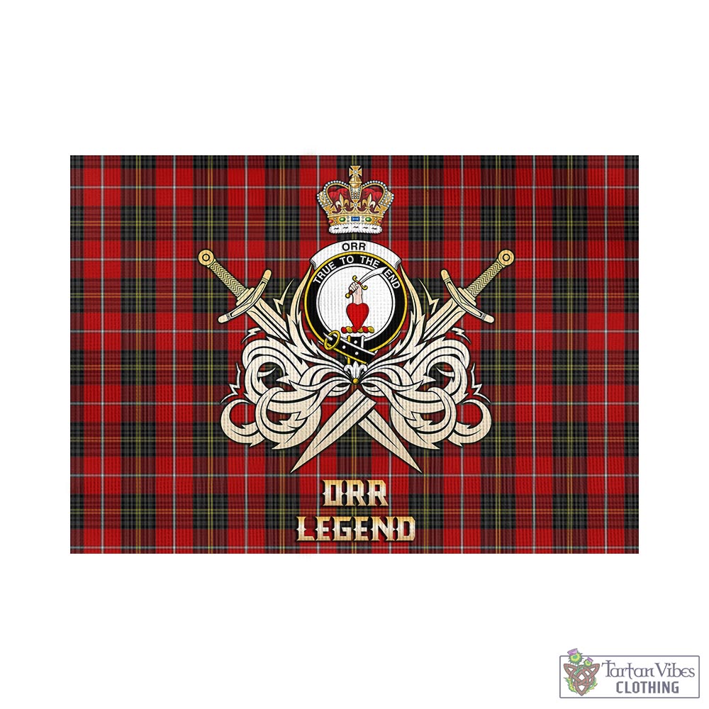 Tartan Vibes Clothing Orr Tartan Flag with Clan Crest and the Golden Sword of Courageous Legacy