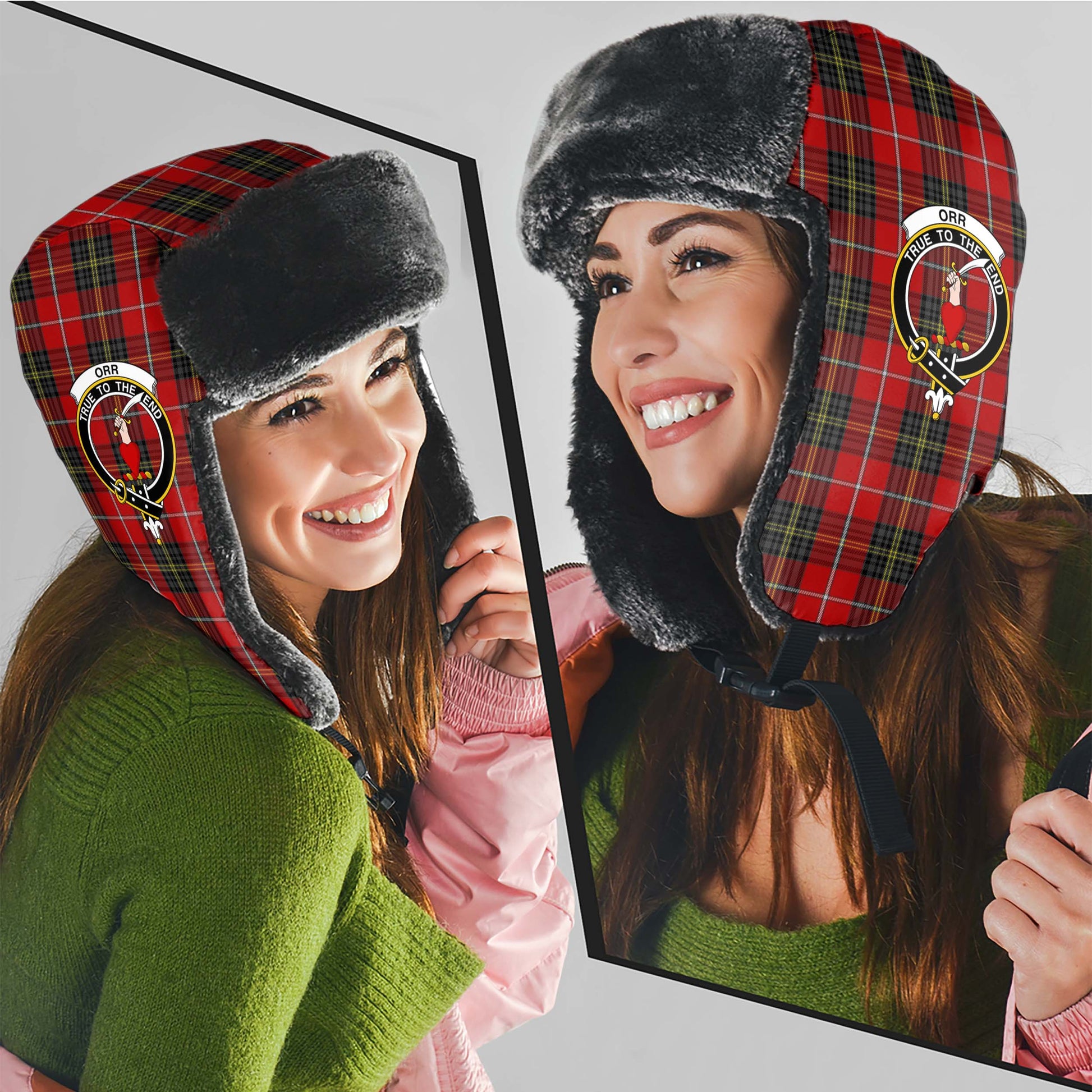 Orr Tartan Winter Trapper Hat with Family Crest - Tartanvibesclothing