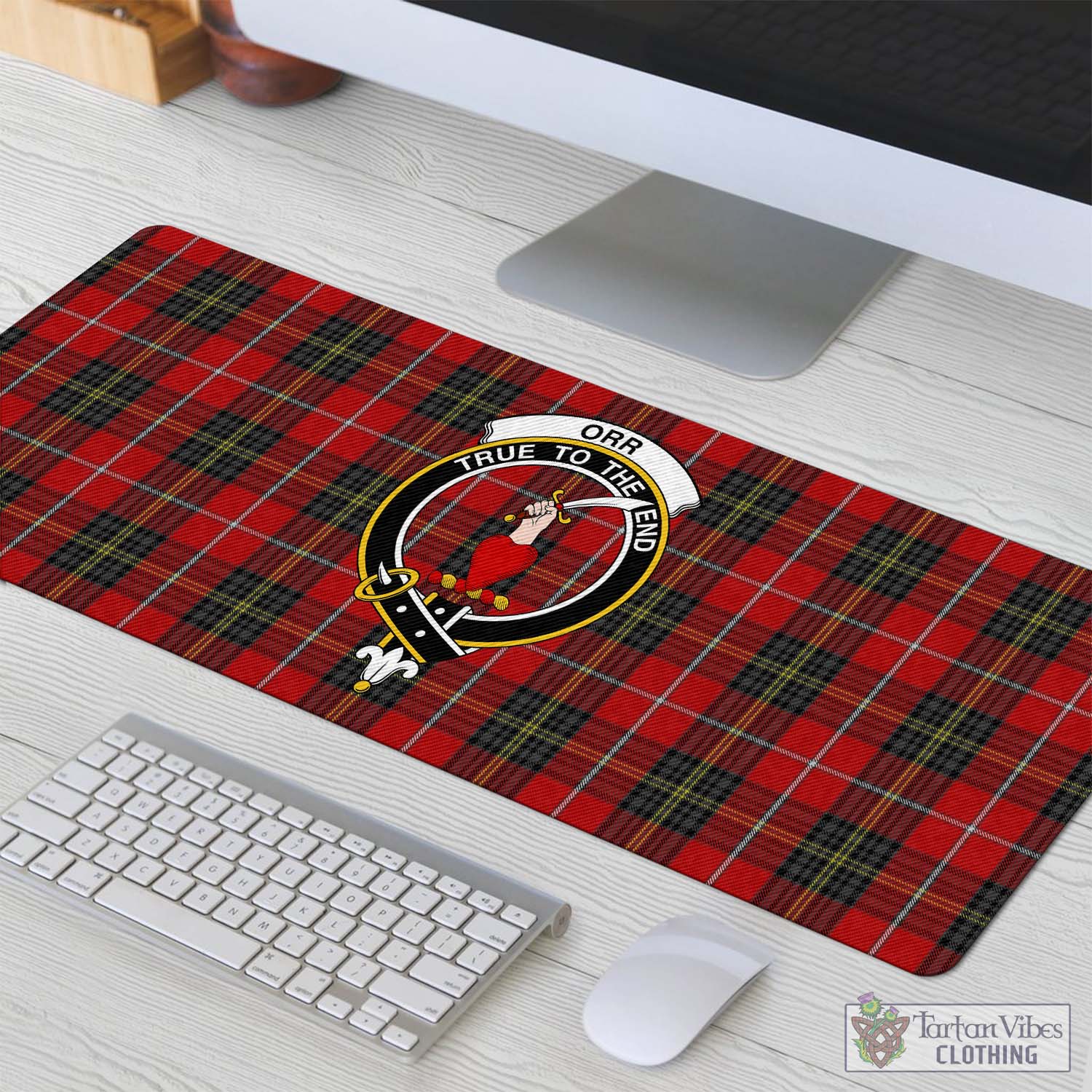 Tartan Vibes Clothing Orr Tartan Mouse Pad with Family Crest