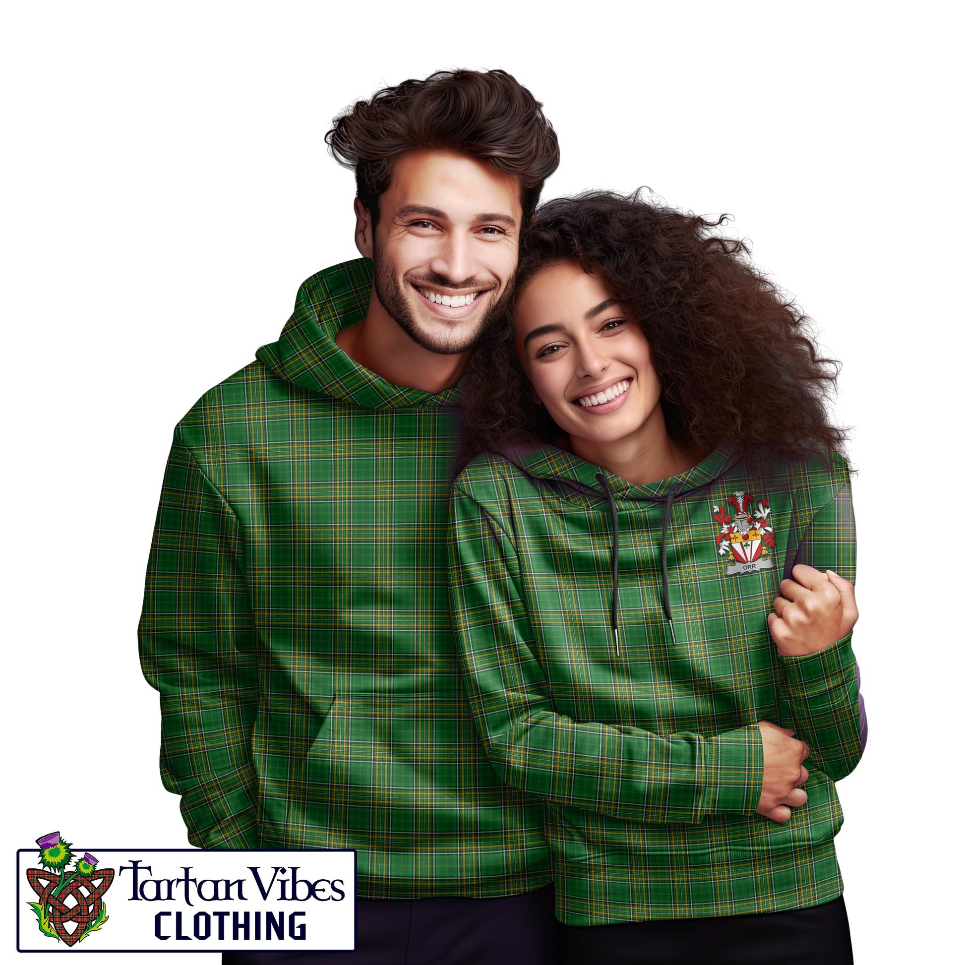 Orr Irish Clan Tartan Hoodie with Coat of Arms - Tartan Vibes Clothing