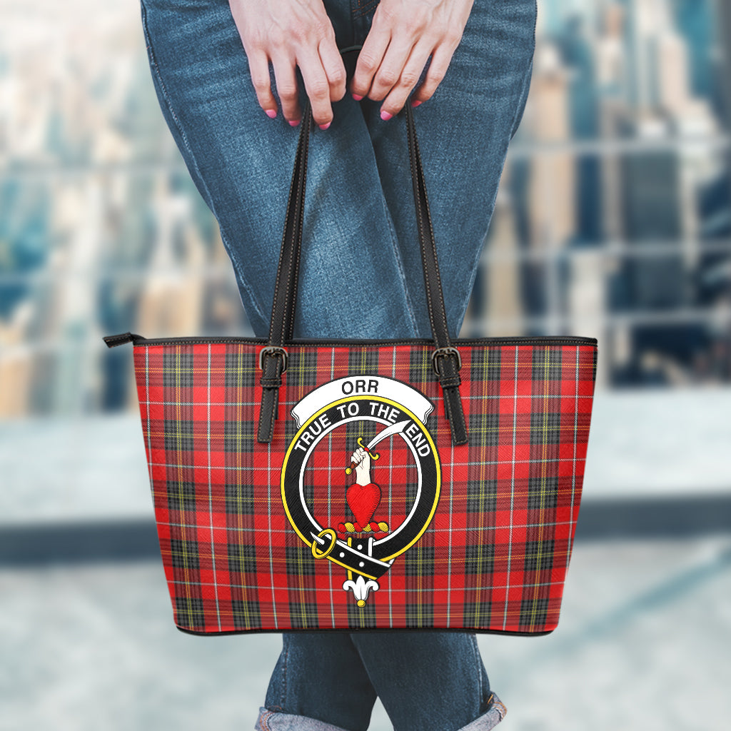 Orr Tartan Leather Tote Bag with Family Crest - Tartan Vibes Clothing