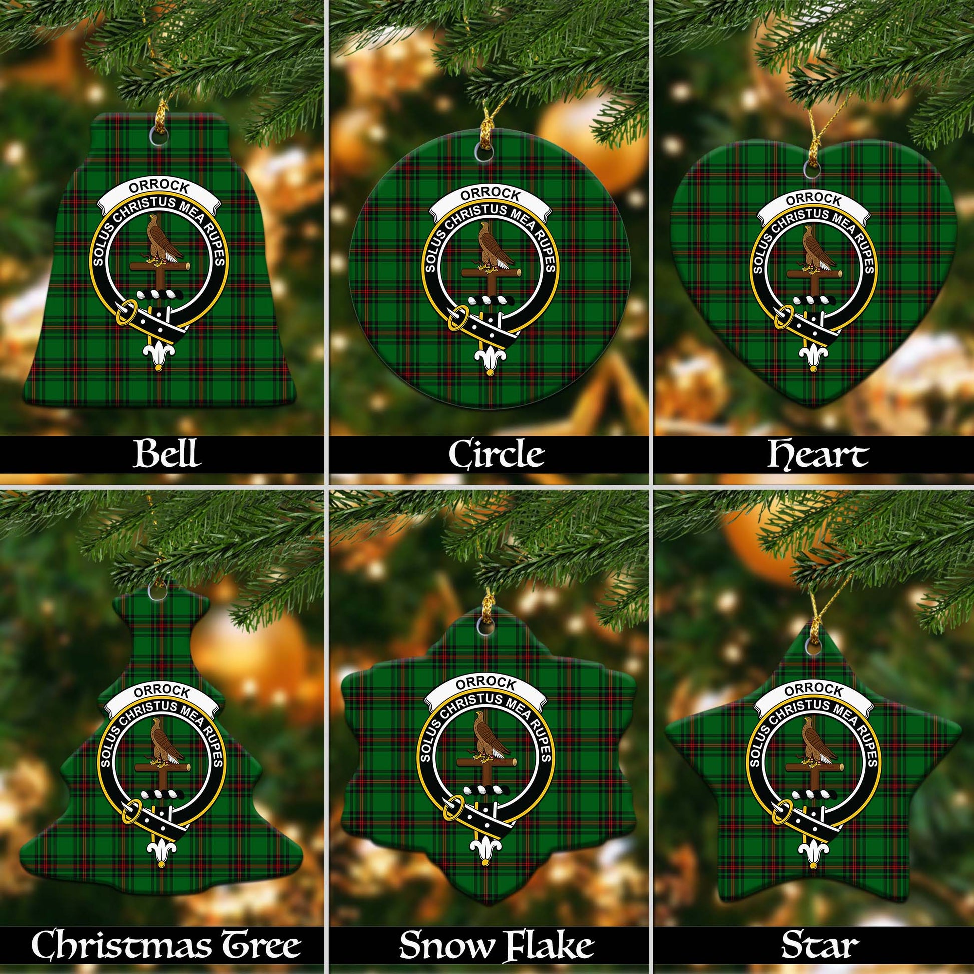 Orrock Tartan Christmas Ornaments with Family Crest - Tartanvibesclothing