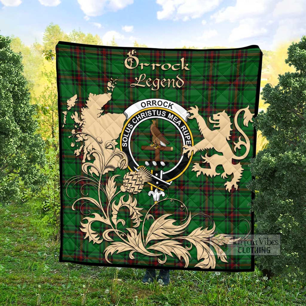 Tartan Vibes Clothing Orrock Tartan Quilt with Family Crest and Scottish Symbol Style