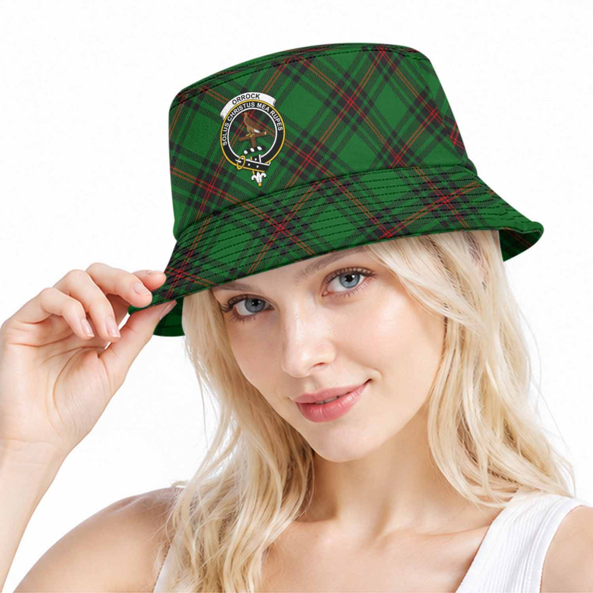 Orrock Tartan Bucket Hat with Family Crest Bucket Hat One Size - Tartan Vibes Clothing