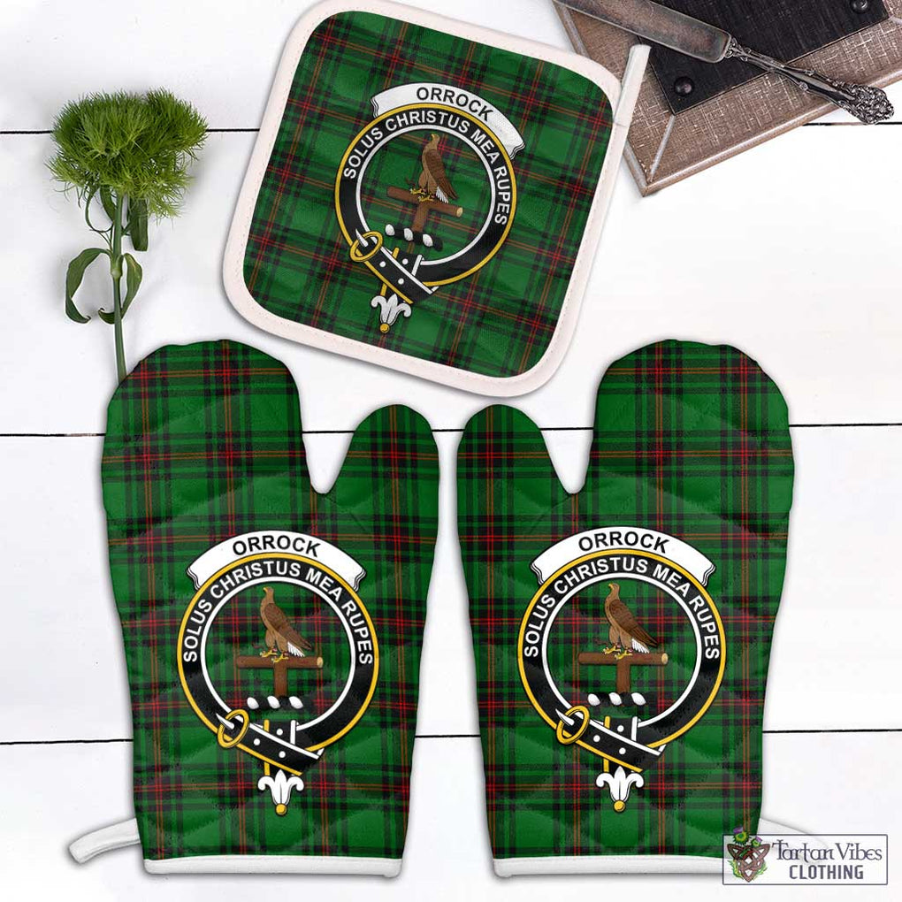 Orrock Tartan Combo Oven Mitt & Pot-Holder with Family Crest Combo 1 Oven Mitt & 1 Pot-Holder White - Tartan Vibes Clothing