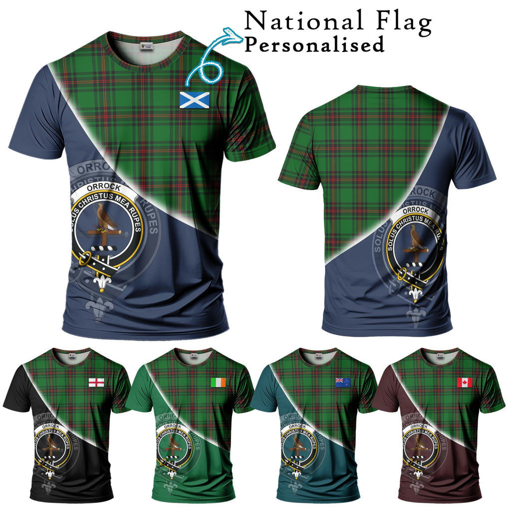 Orrock Tartan T-Shirt with Personalised National Flag and Family Crest Half Style Kid's Shirt - Tartanvibesclothing Shop