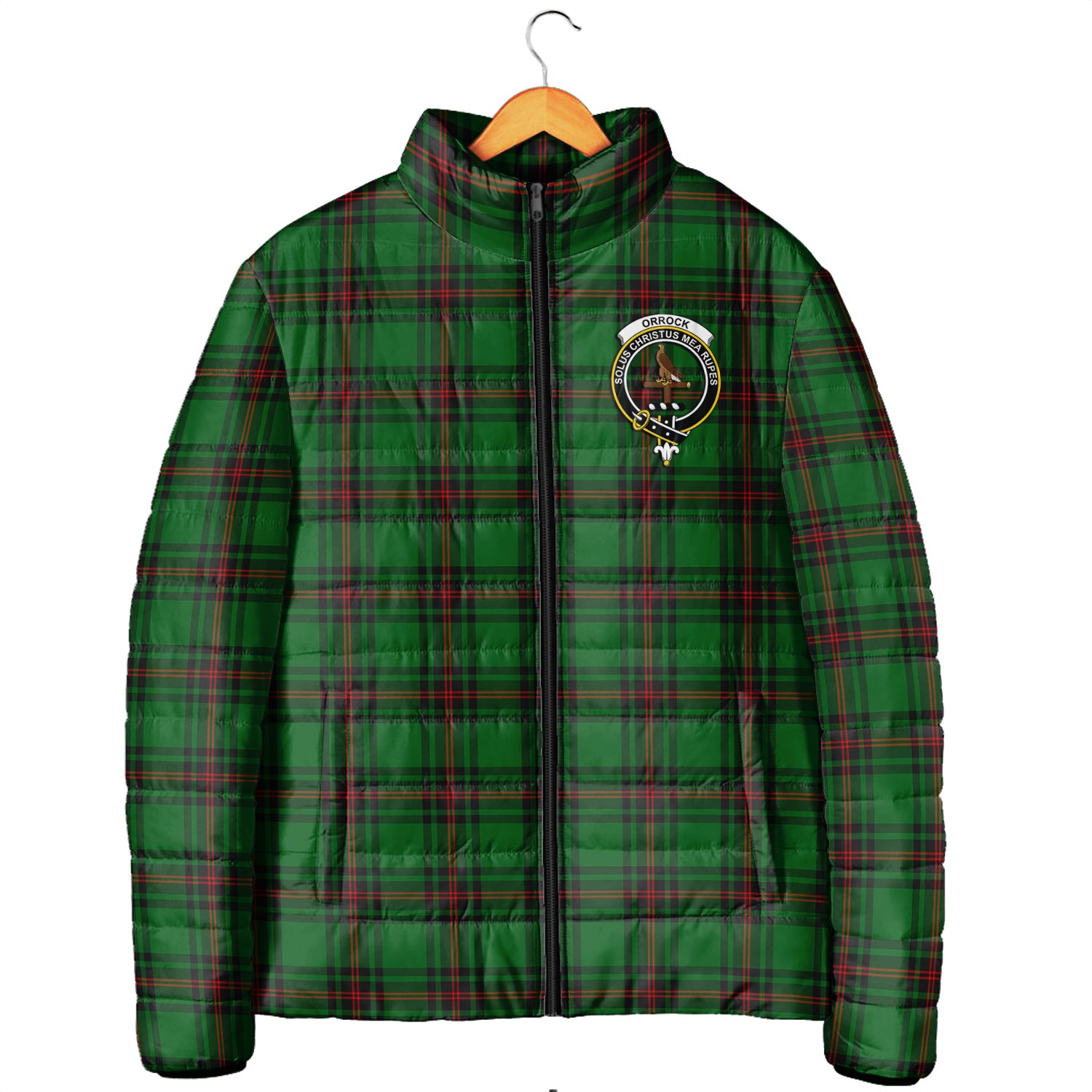 Orrock Tartan Padded Jacket with Family Crest Men's Padded Jacket - Tartan Vibes Clothing