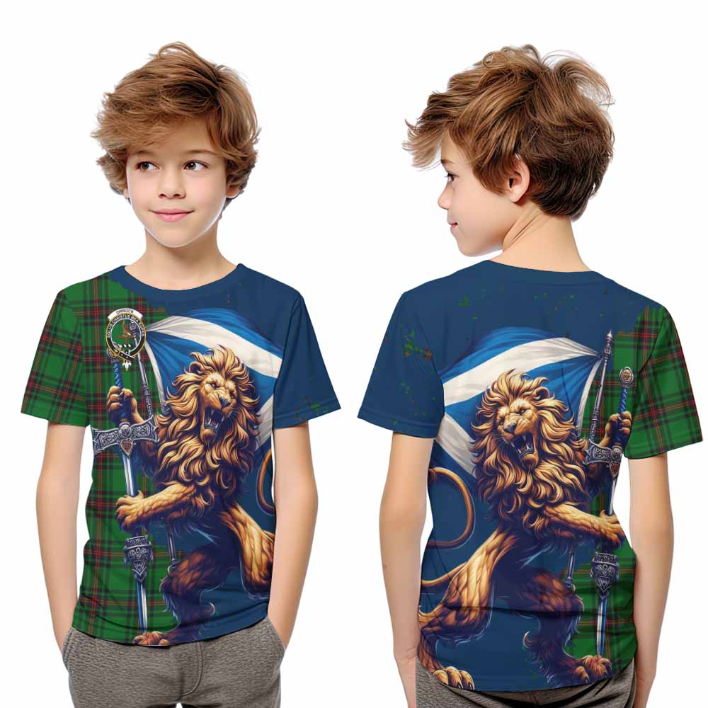 Tartan Vibes Clothing Orrock Tartan Family Crest Kid T-Shirt with Scottish Majestic Lion