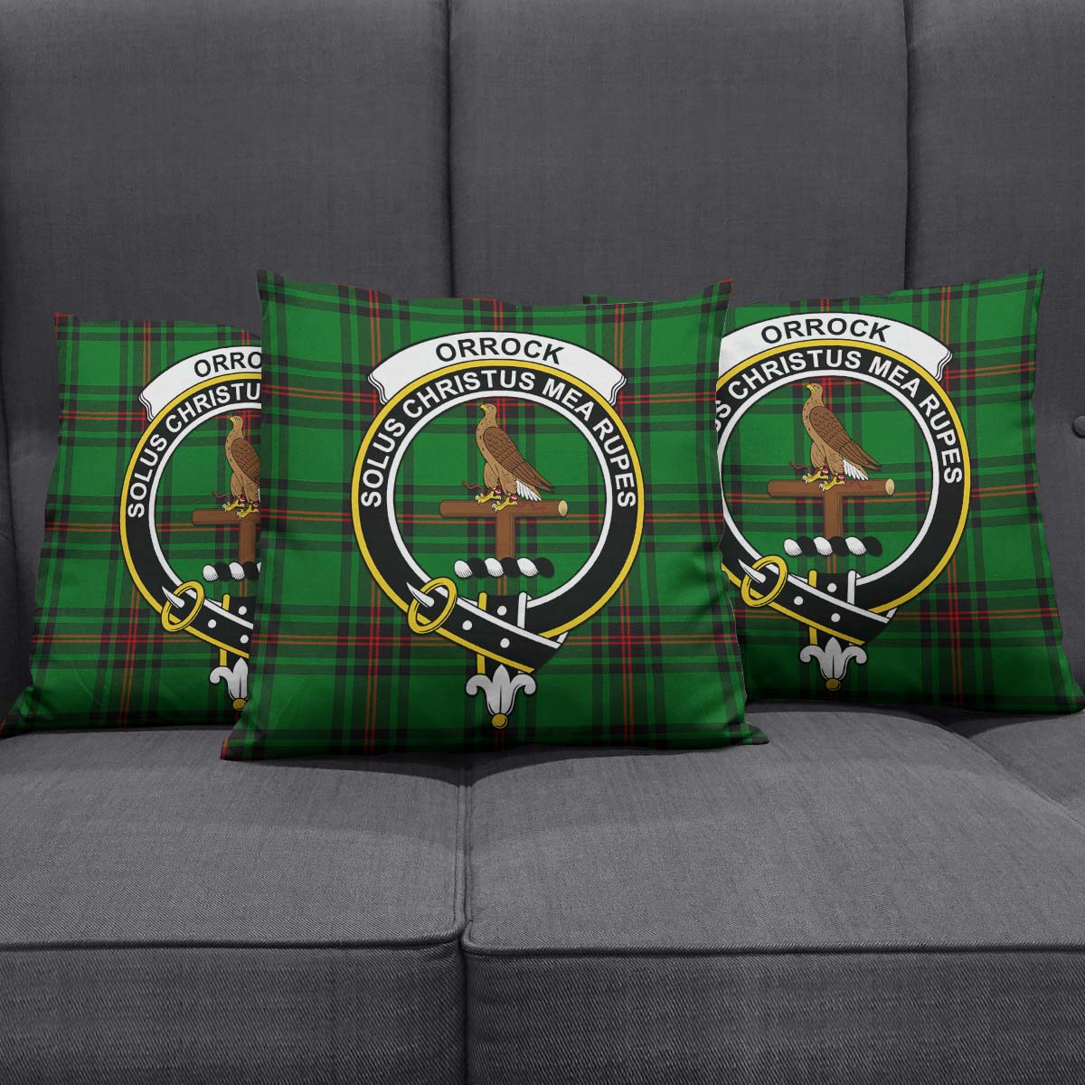 Orrock Tartan Pillow Cover with Family Crest Square Pillow Cover - Tartanvibesclothing