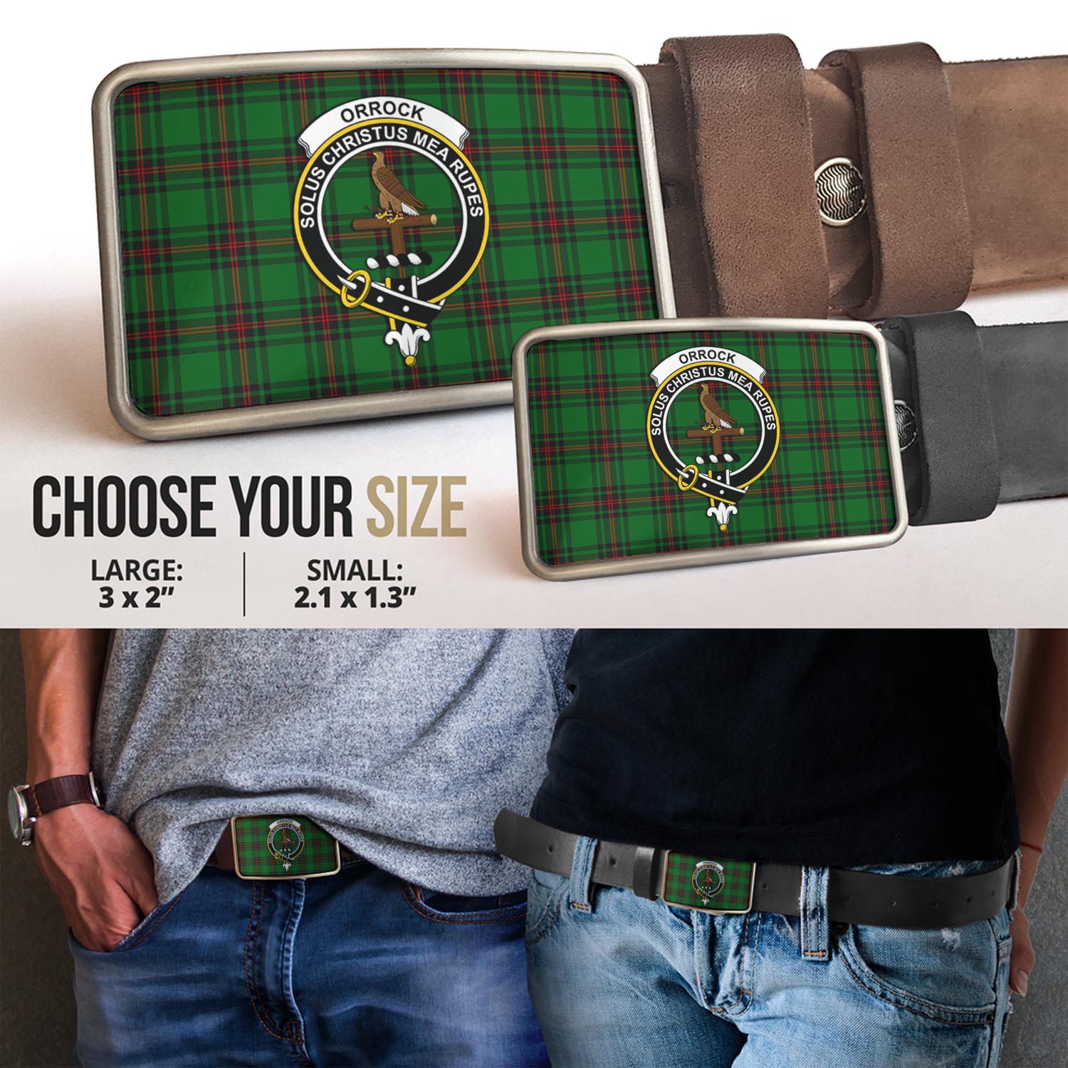 Orrock Tartan Belt Buckles with Family Crest - Tartan Vibes Clothing