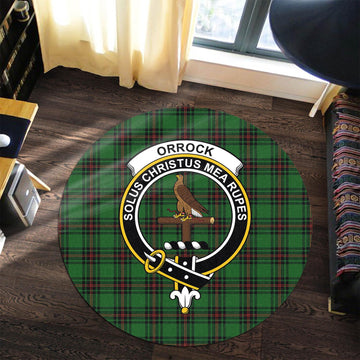 Orrock Tartan Round Rug with Family Crest