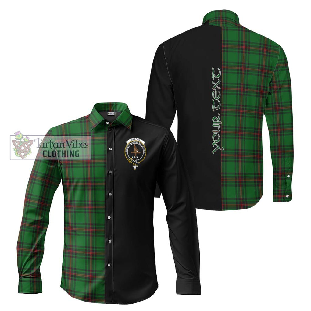 Orrock Tartan Long Sleeve Button Shirt with Family Crest and Half Of Me Style Men's Shirt S - Tartanvibesclothing Shop