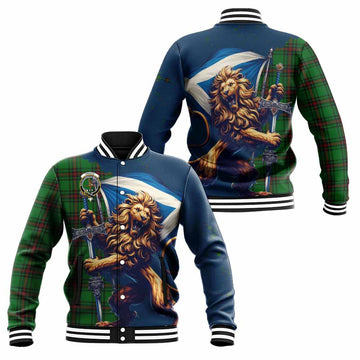 Orrock Tartan Family Crest Baseball Jacket with Scottish Majestic Lion