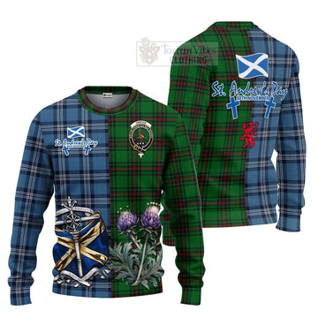 Orrock Tartan Knitted Sweater Happy St. Andrew's Day Half Tartan Style