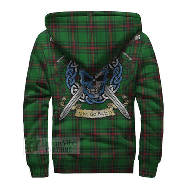 Orrock Tartan Sherpa Hoodie with Family Crest Celtic Skull Style