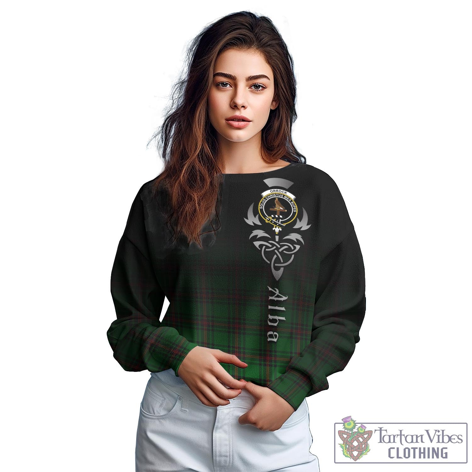 Tartan Vibes Clothing Orrock Tartan Sweatshirt Featuring Alba Gu Brath Family Crest Celtic Inspired