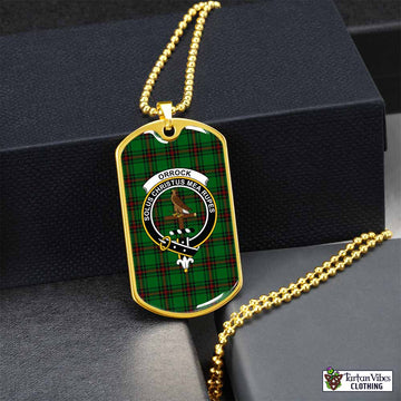 Orrock Tartan Dog Tag Necklace with Family Crest