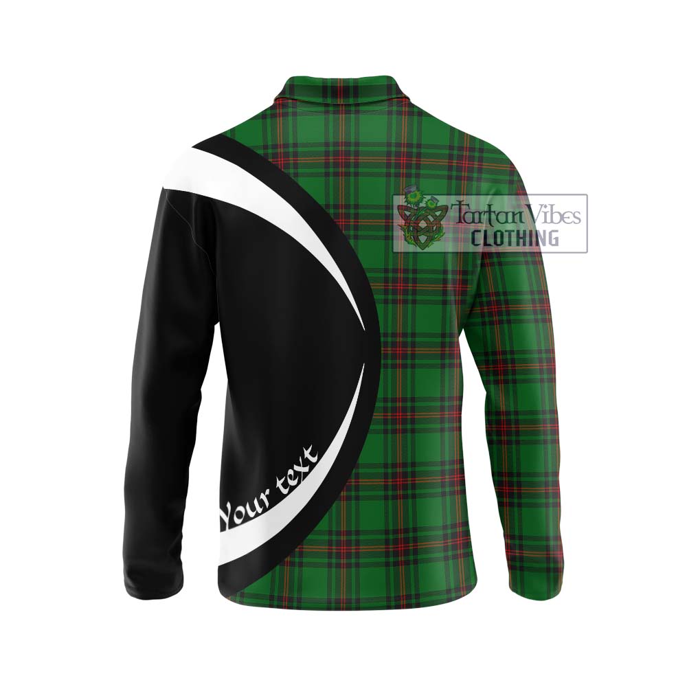 Orrock Tartan Long Sleeve Polo Shirt with Family Crest Circle Style - Tartan Vibes Clothing