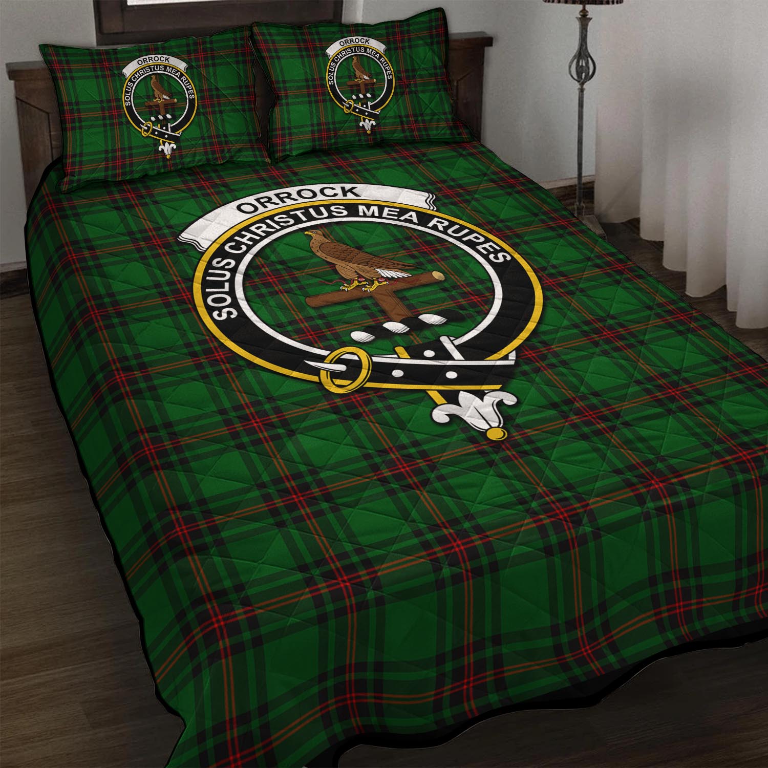 Orrock Tartan Quilt Bed Set with Family Crest - Tartan Vibes Clothing