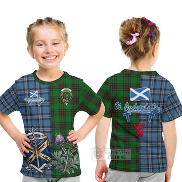 Orrock Tartan Kid T-Shirt Happy St. Andrew's Day Half Tartan Style