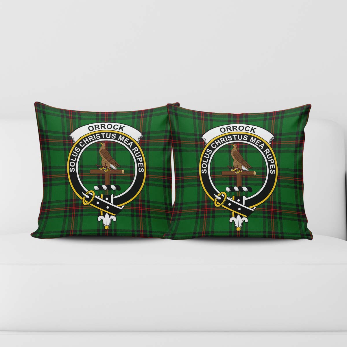 Orrock Tartan Pillow Cover with Family Crest - Tartanvibesclothing