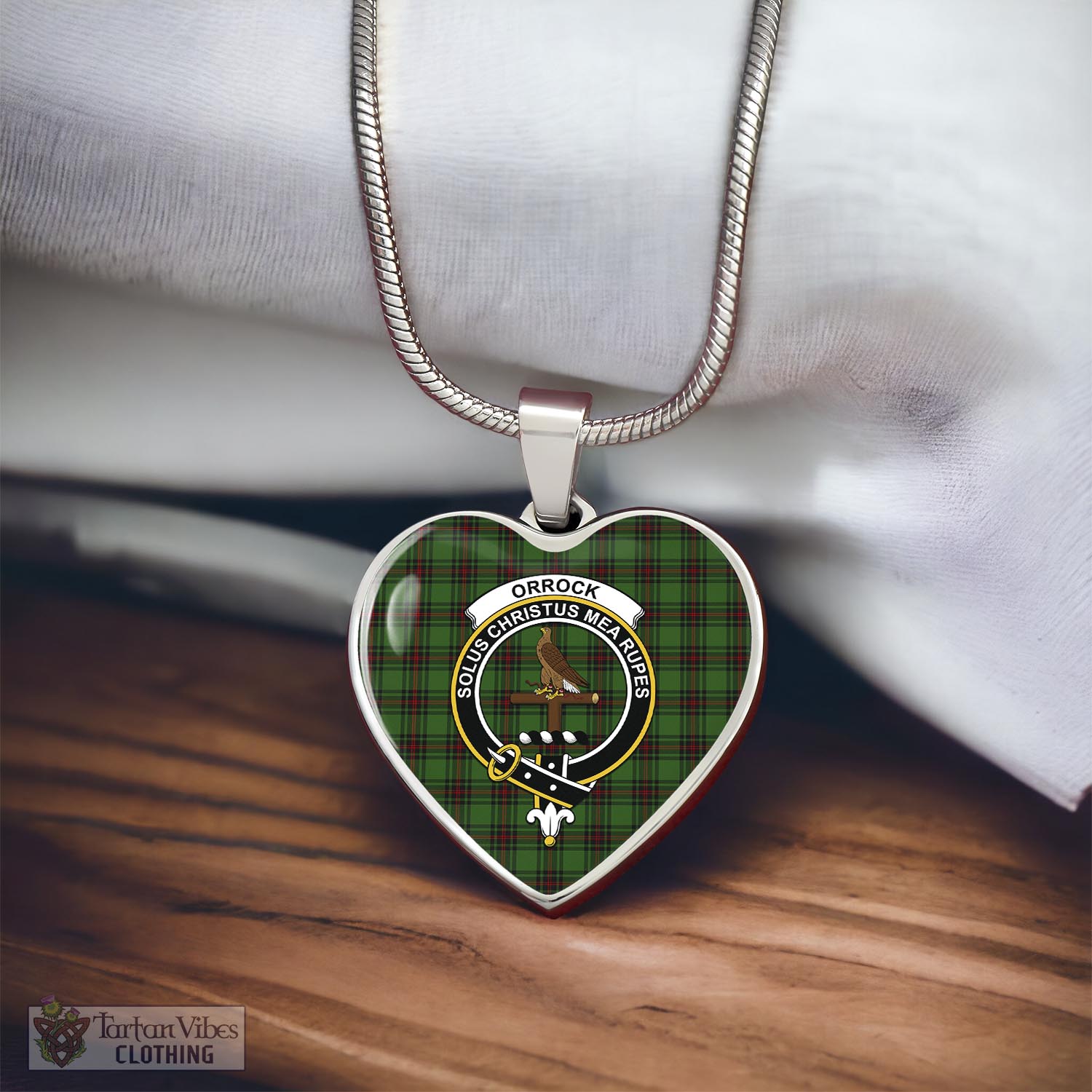 Tartan Vibes Clothing Orrock Tartan Heart Necklace with Family Crest