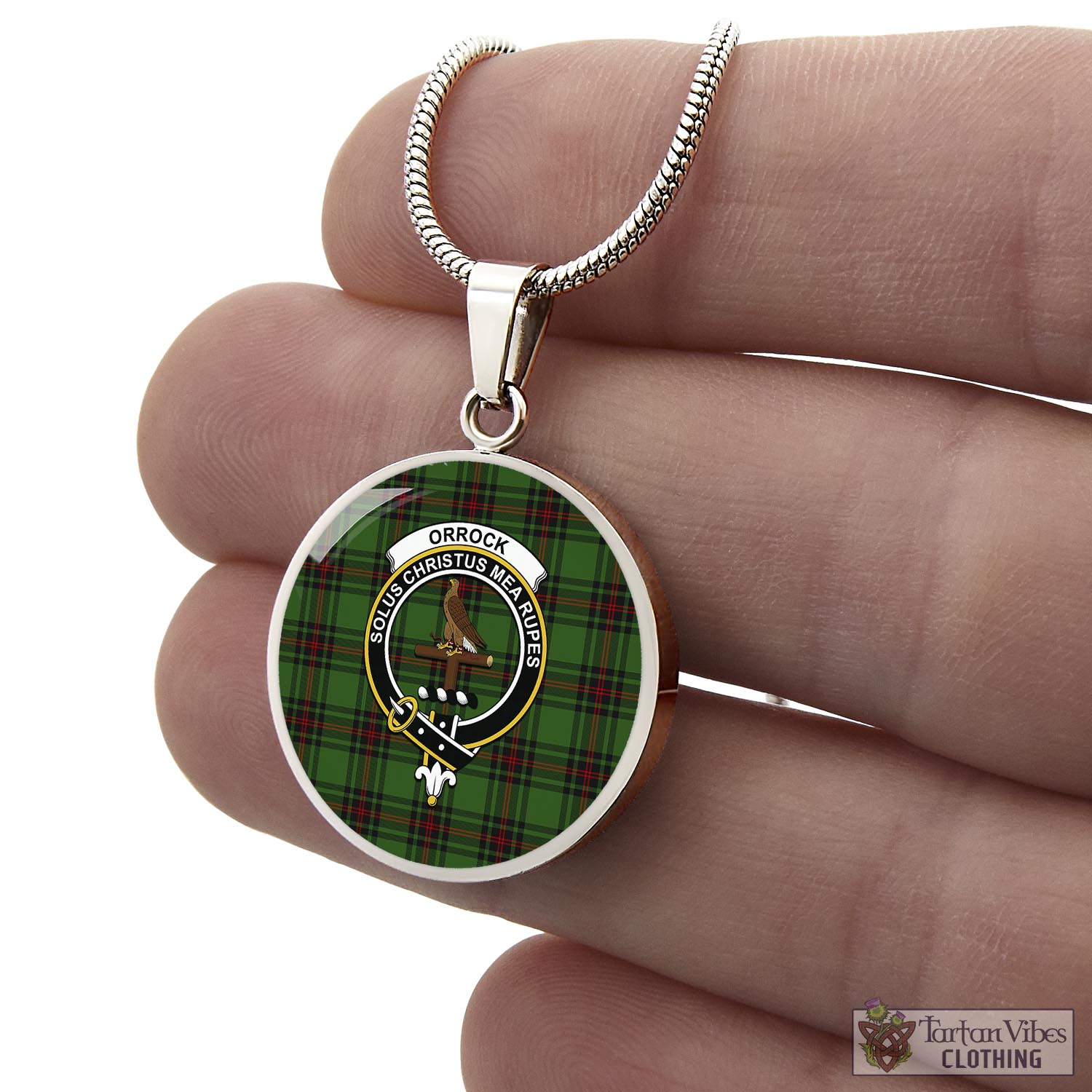 Tartan Vibes Clothing Orrock Tartan Circle Necklace with Family Crest