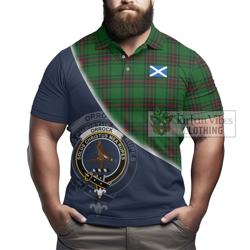 Orrock Tartan Polo Shirt with Personalised National Flag and Family Crest Half Style - Tartanvibesclothing Shop