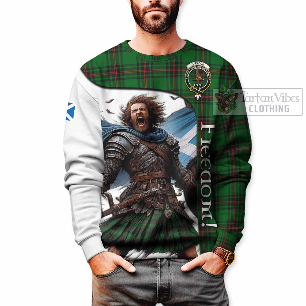 Tartan Vibes Clothing Orrock Crest Tartan Sweatshirt Inspired by the Freedom of Scottish Warrior