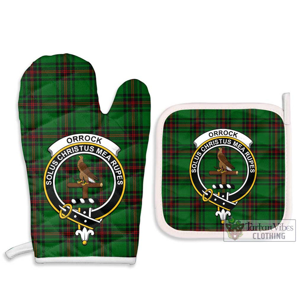 Orrock Tartan Combo Oven Mitt & Pot-Holder with Family Crest Combo 1 Oven Mitt & 2 Pot-Holder White - Tartan Vibes Clothing