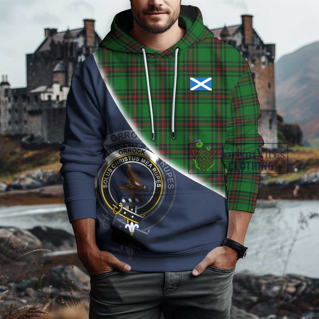 Orrock Tartan Hoodie with Personalised National Flag and Family Crest Half Style - Tartanvibesclothing Shop