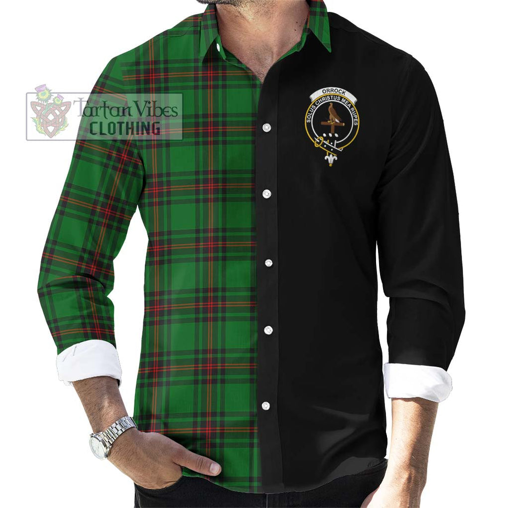 Orrock Tartan Long Sleeve Button Shirt with Family Crest and Half Of Me Style - Tartanvibesclothing Shop