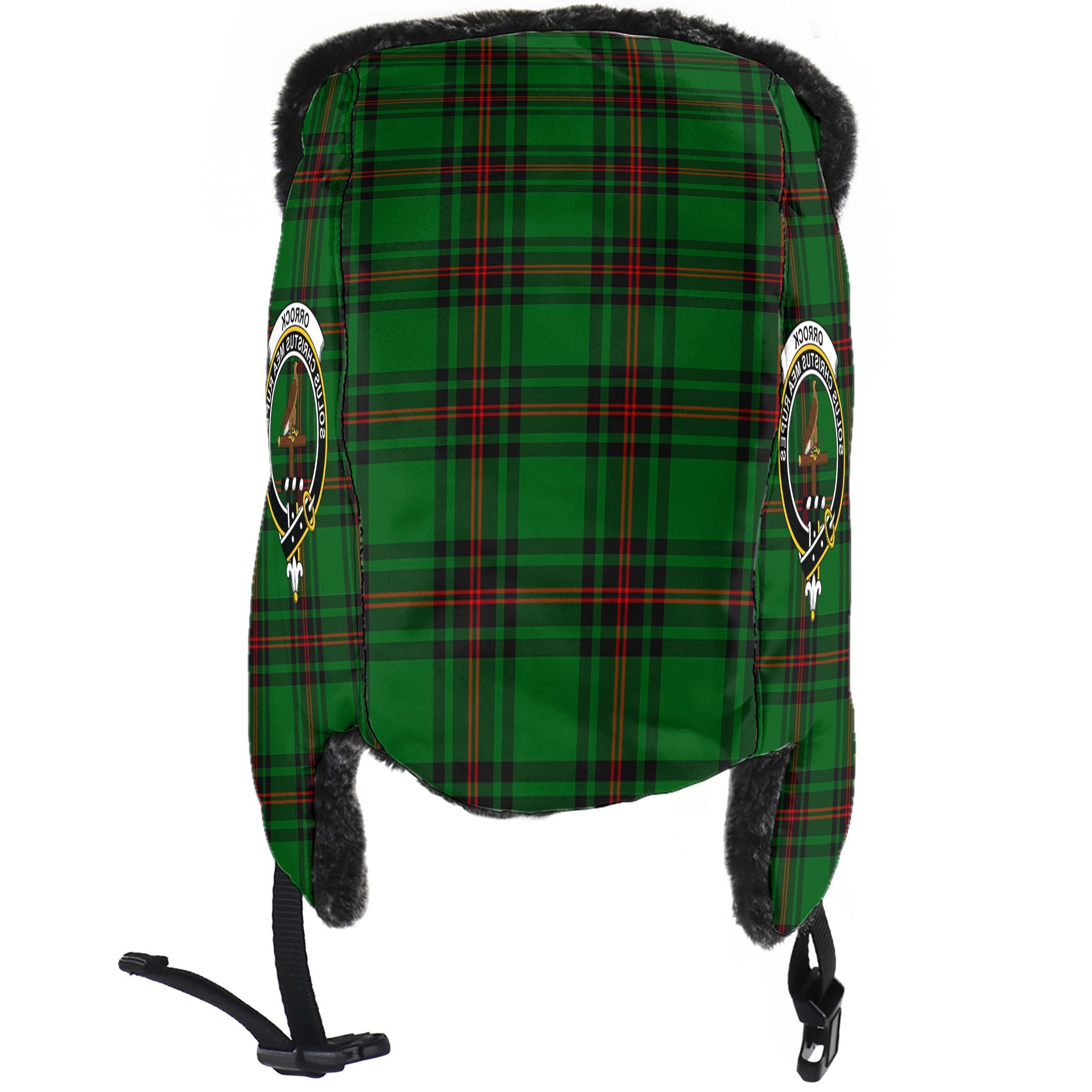 Orrock Tartan Winter Trapper Hat with Family Crest - Tartanvibesclothing