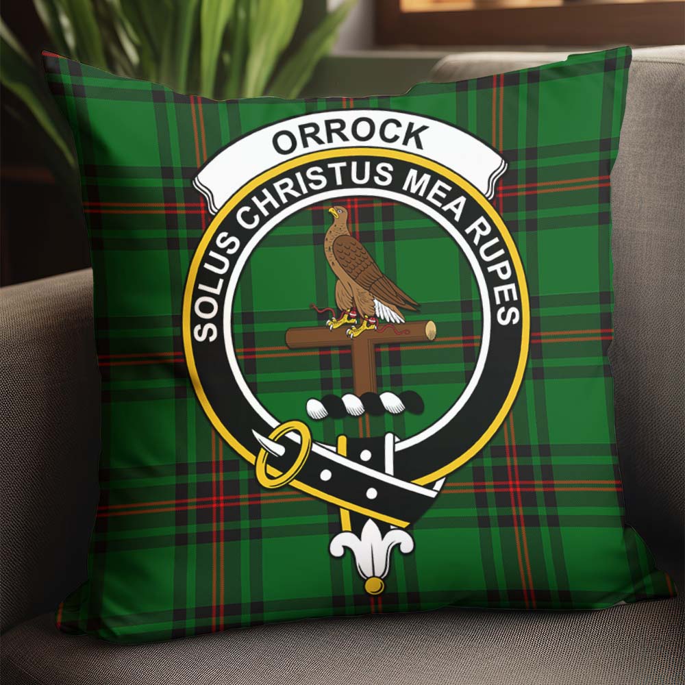 Orrock Tartan Pillow Cover with Family Crest - Tartanvibesclothing