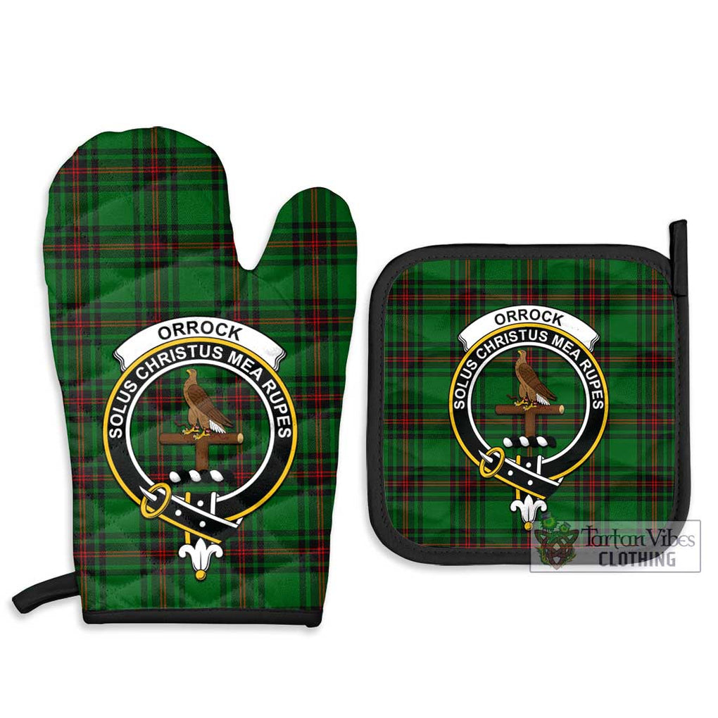 Orrock Tartan Combo Oven Mitt & Pot-Holder with Family Crest Combo 1 Oven Mitt & 2 Pot-Holder Black - Tartan Vibes Clothing