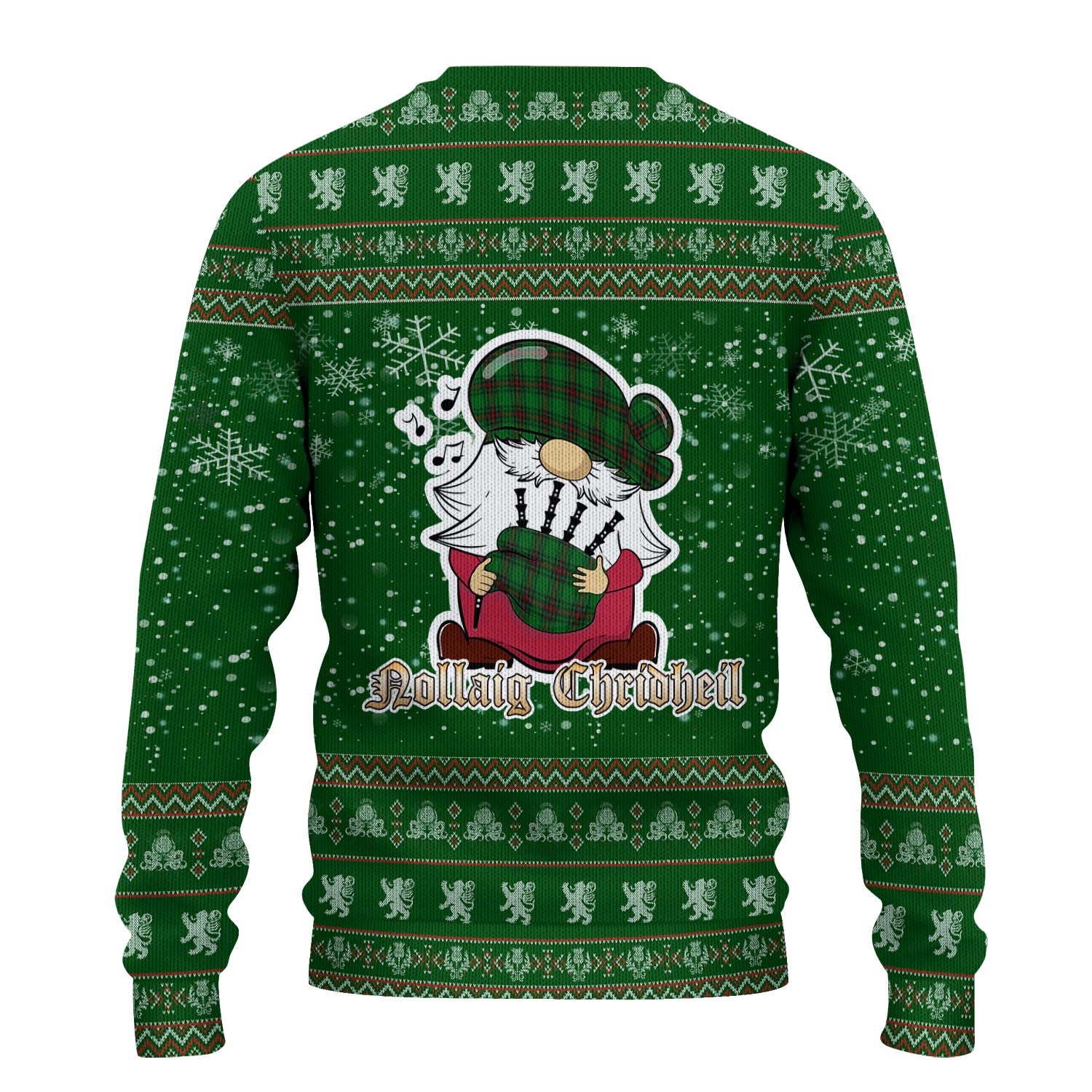 Orrock Clan Christmas Family Knitted Sweater with Funny Gnome Playing Bagpipes - Tartanvibesclothing