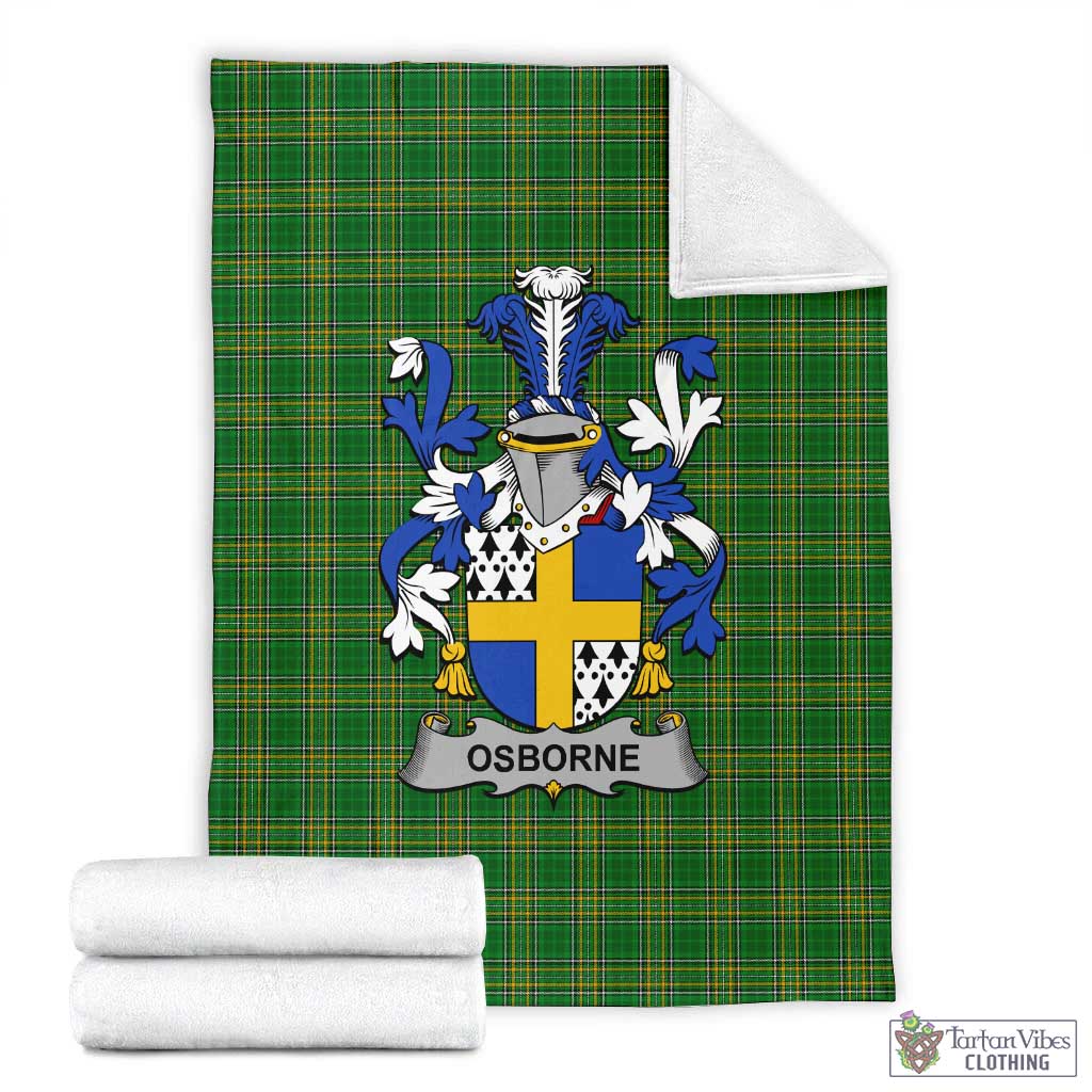 Tartan Vibes Clothing Osborne Irish Clan Tartan Blanket with Coat of Arms