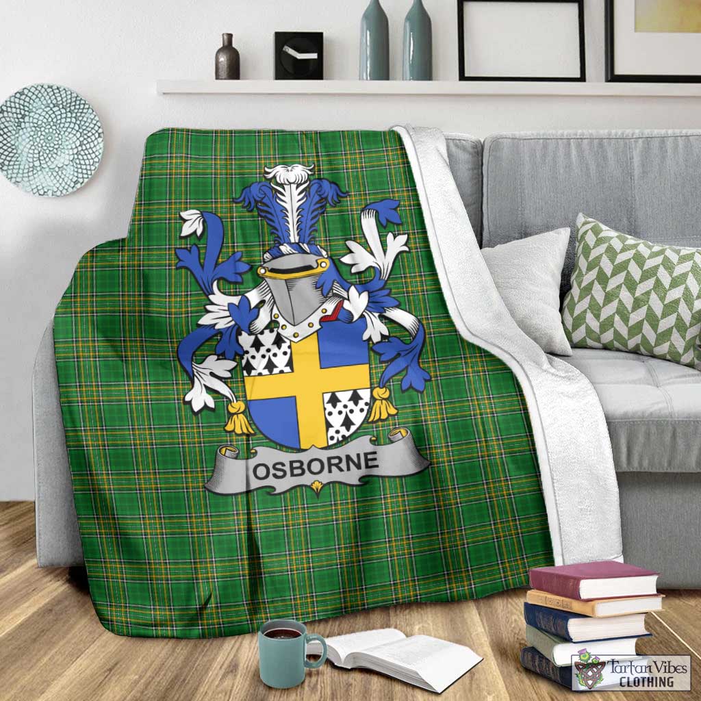 Tartan Vibes Clothing Osborne Irish Clan Tartan Blanket with Coat of Arms