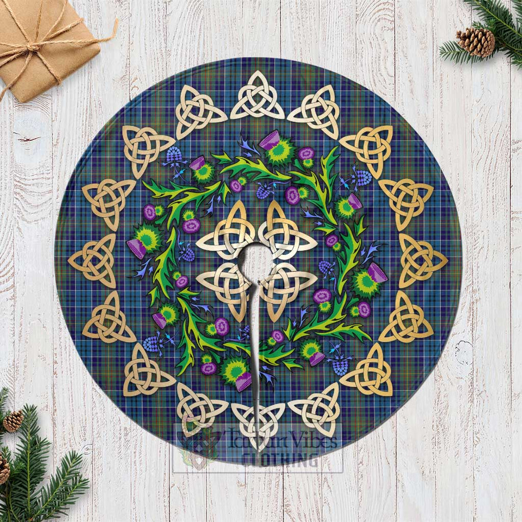 O'Sullivan Tartan Christmas Tree Skirt with Thistle Celtic Knot Style Casual Tree Skirts - Tartan Vibes Clothing
