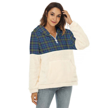 O'Sullivan Tartan Women's Borg Fleece Hoodie With Half Zip