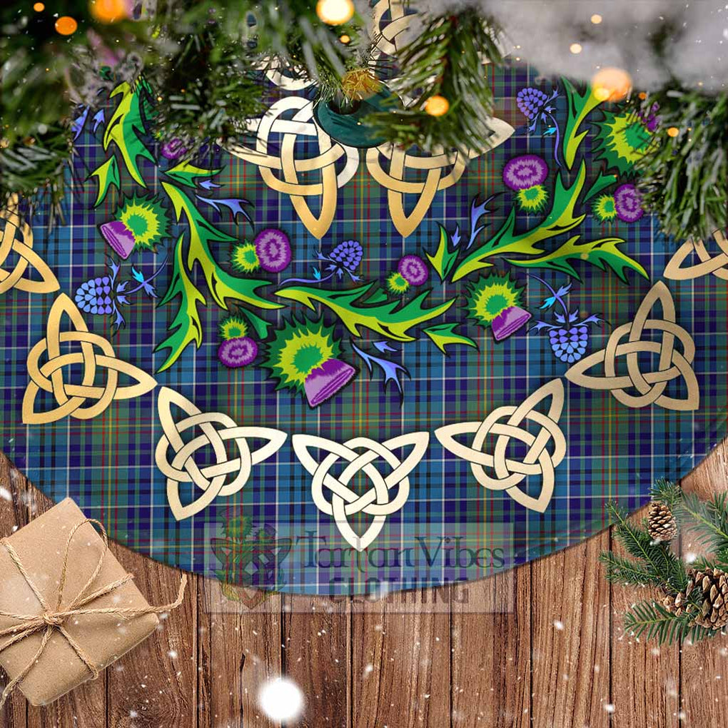 O'Sullivan Tartan Christmas Tree Skirt with Thistle Celtic Knot Style - Tartan Vibes Clothing