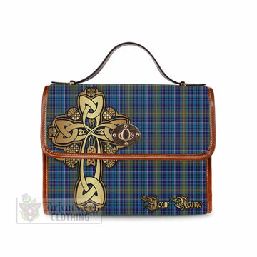 O'Sullivan Tartan Waterproof Canvas Bag Golden Thistle Celtic Cross Style