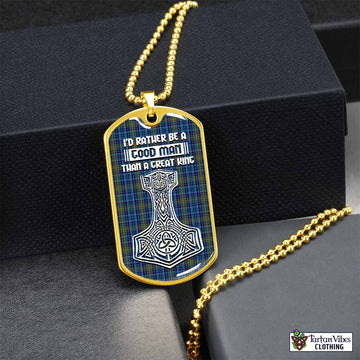 O'Sullivan Tartan Dog Tag Necklace Viking Mjolnir Style