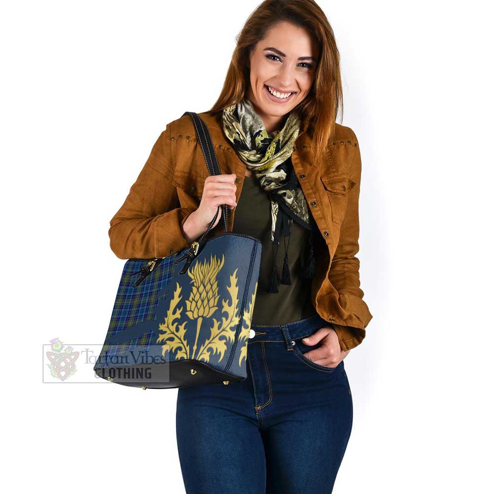 O'Sullivan Tartan Leather Tote Bag Gold Thistle Style - Tartan Vibes Clothing