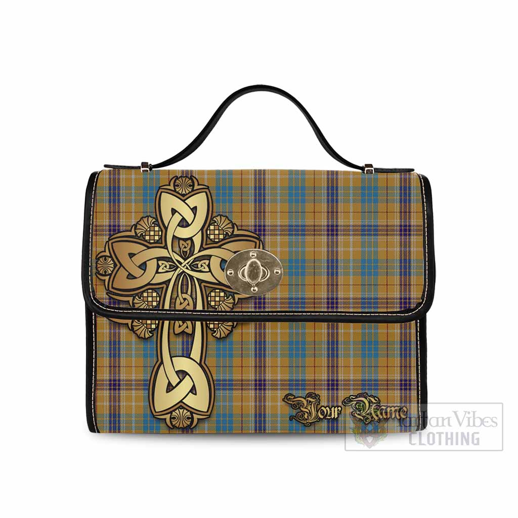 Tartan Vibes Clothing Ottawa Canada Tartan Waterproof Canvas Bag Golden Thistle Celtic Cross Style